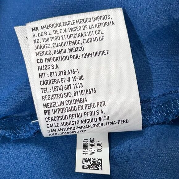 American Eagle Mini Skirt Women's Medium Blue Chambray Linen Blend Ruffle Tiered - Picture 10 of 10